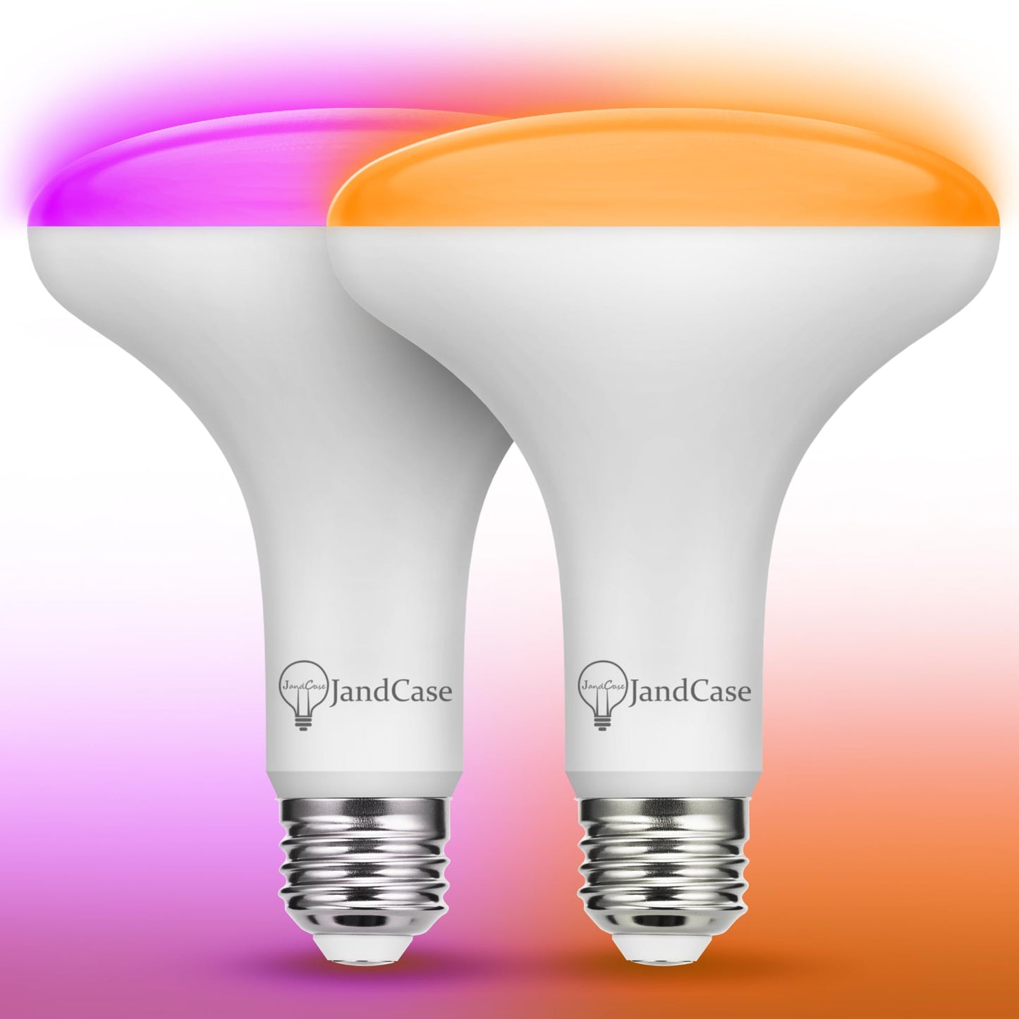 JandCase BR30 Indoor Flood Light Bulbs, E26 Base, 11W Equivalent, 2 Pack, Purple & Orange