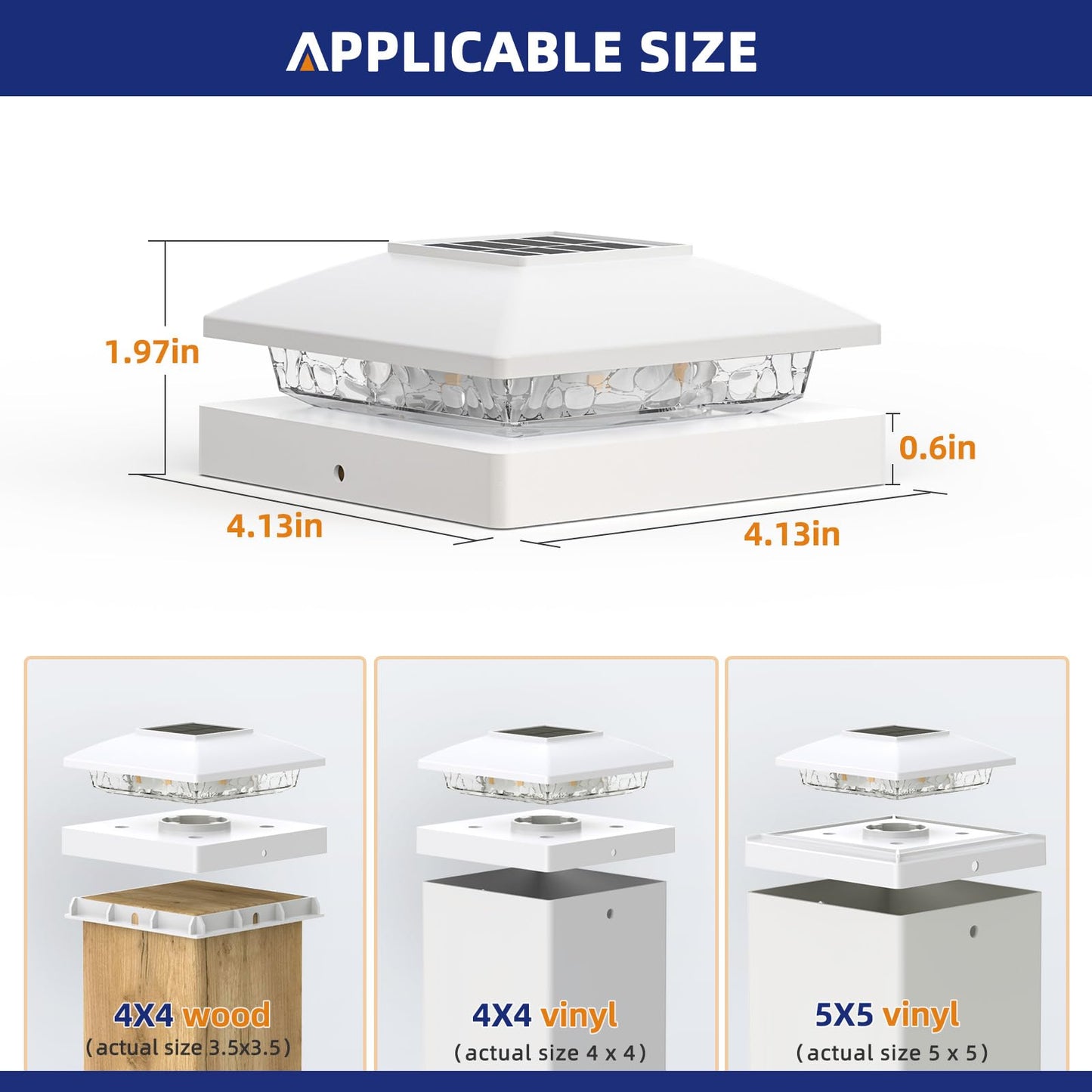 Aponuo Solar Post Cap Lights For 4X4 Wood & Vinyl Posts  Ip44 Waterproof Cool White Led 4X4 Post Solar Lights  Outdoor Garden Patio Yard Decor  8 Pack (White)