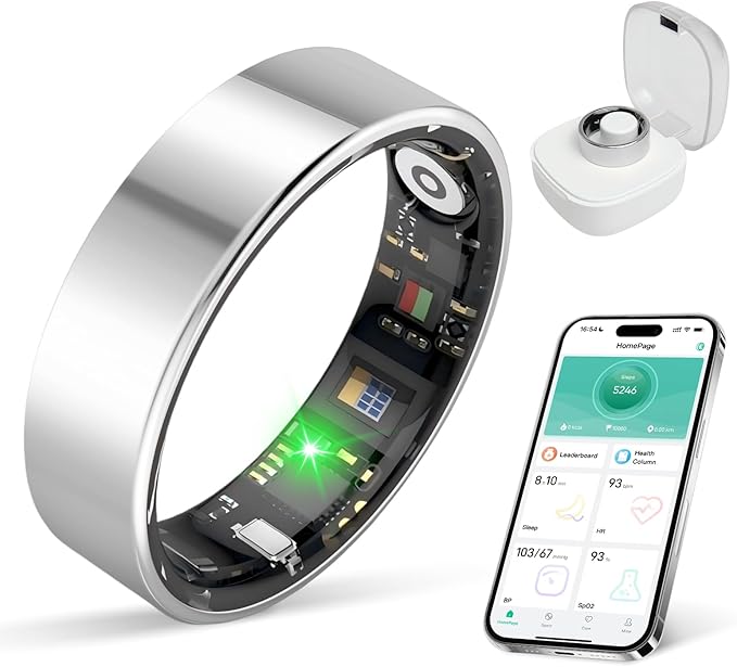 BIEMHA Smart Ring with Sleep Monitoring, 10-Day Battery Life, Stress/Heart Rate/Women's Health Tracker,No APP Subscriptio...