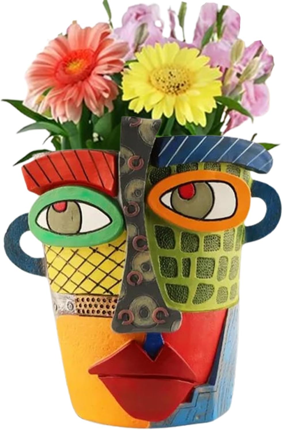 New Picassos Abstract Beauty Face Flower Pot, Colorful Abstract Head Plant Pots, Interesting Decorative Flower Resin Flower Pot, Unique Flower Pots for Home Art Decoration (5in-B)