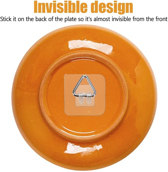 20PCS Vertical Adhesive Plate Holders, Heavy Duty Plastic Wall Hangers Invisible Plate Hooks for Plates Photo Frames Paintings and Art