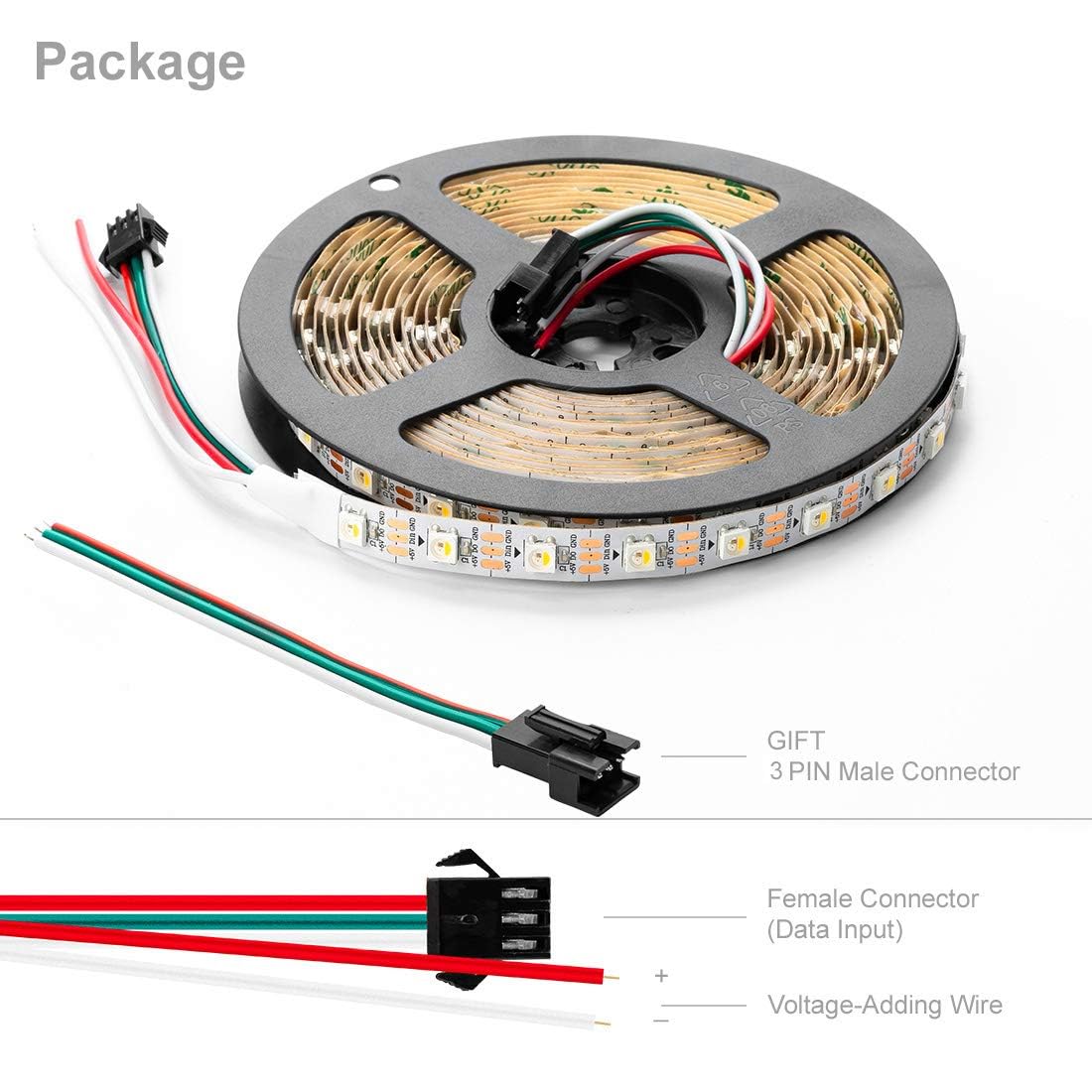 Btf-Lighting Sk6812 Rgbw Led Strip 16.4Ft 60 Leds/M Natural White Flexible Non-Waterproof Dc5V