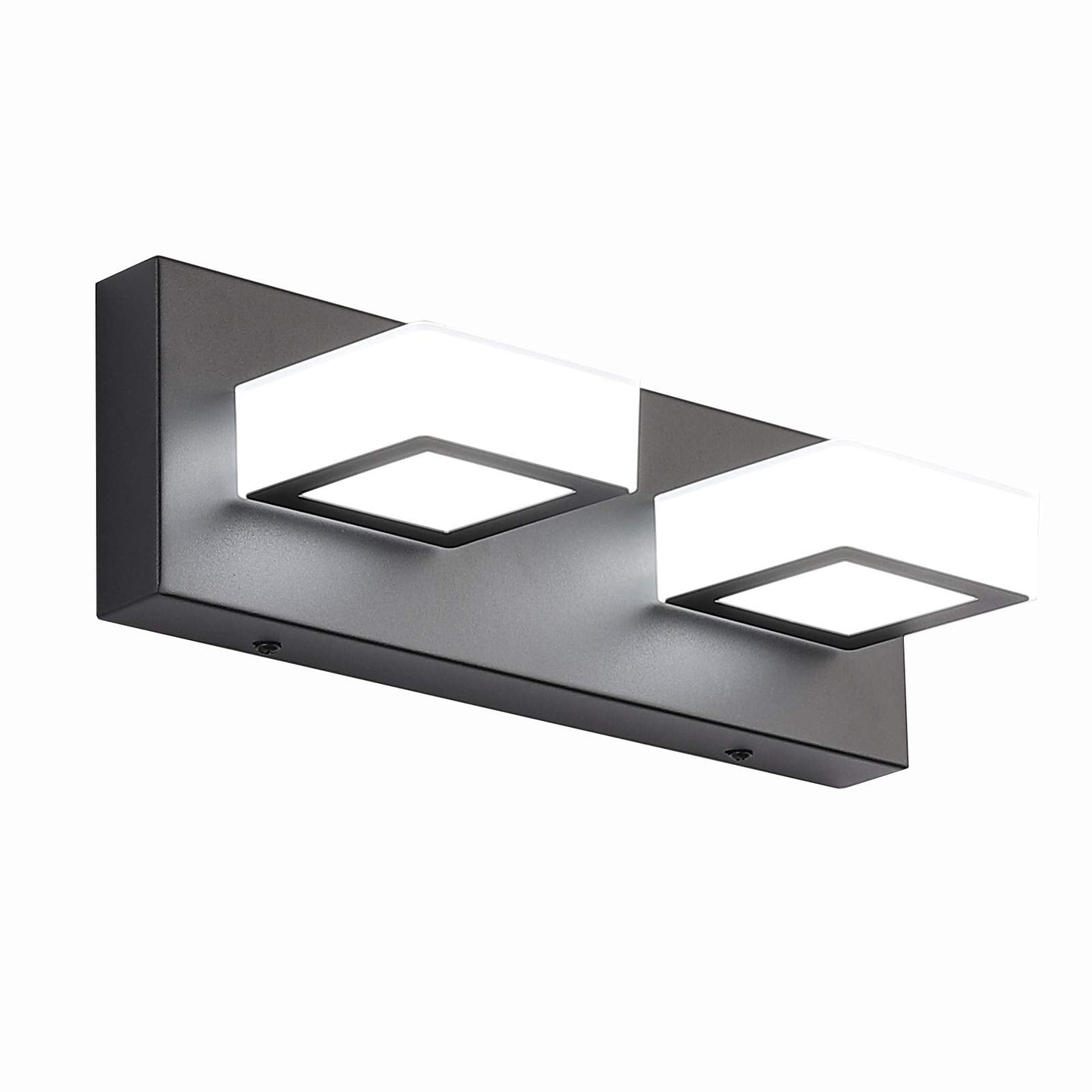 Ralbay 2-Light Black Acrylic Bathroom Vanity Light - Modern Led Wall Fixture