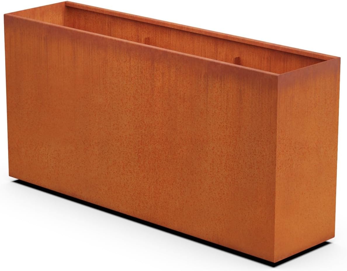 Large Rectangular Planters for Outdoor Plants - 72x18x36 Corten Steel Planter, Extra Large Metal Planter Box for Patio, Garden & Commercial Use - Heavy Duty, Made in USA