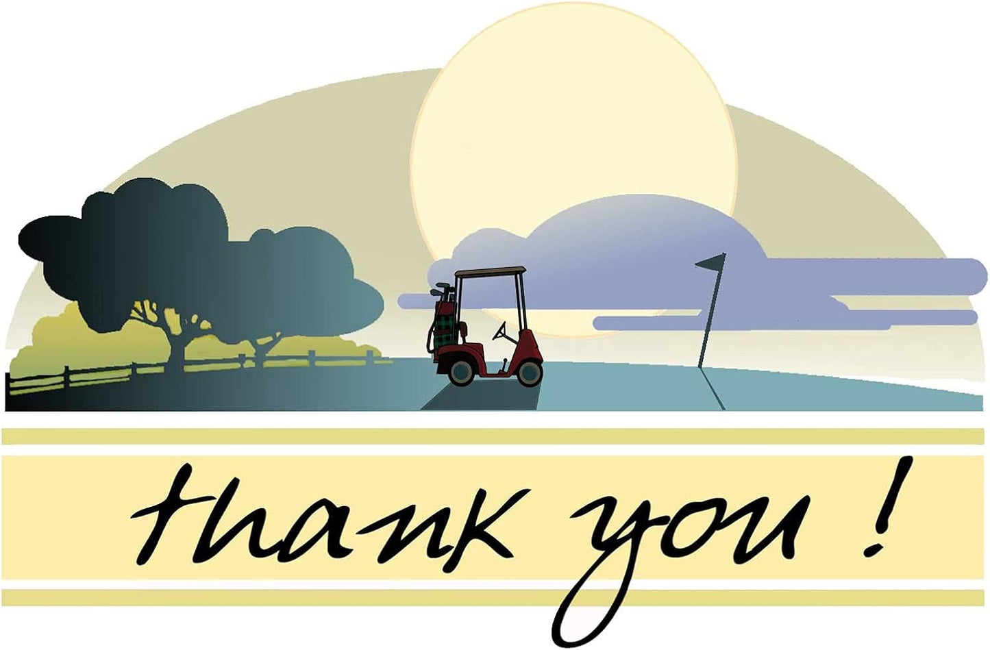 Stonehouse Collection | Simple Elegant Golf Theme Thank You Note Card | 10 Boxed Golf Cards & Envelopes (Standard)