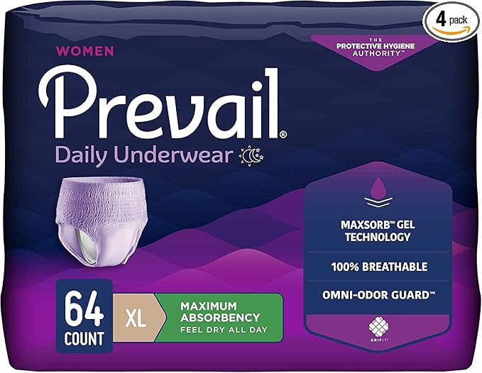 Prevail Proven | X-Large Pull-Up | Womenâ€™s Incontinence Protective Underwear | Maximum Absorbency | 64 Count
