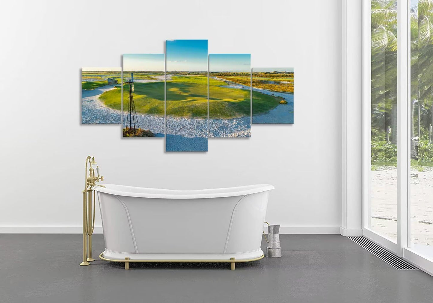 Streamsong Black Course 9th Hole Wall Art for Living Room Bedroom Bathroom Home Decorations Golf Course Pictures Posters Framed Artwork Canvas Prints Ready to Hang(50''W x 24''H)