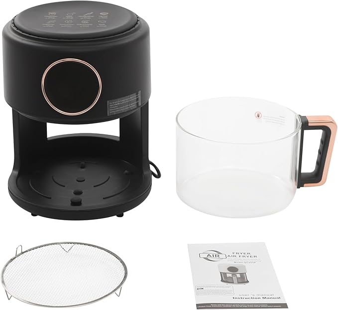 Air Fryer,3.8 Quart Transparent Air Fryer Oven,Adjustable Temperature,8 Preset Cooking Options,60 Min Auto,for Roast, Broil, Dehydrate & More for Quick, Easy Meals,Black
