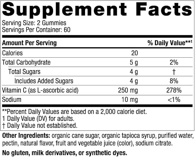 Nordic Naturals Vitamin C Gummies, Tart Tangerine - 120 Gummies - 250 mg Vitamin C - Immune Support, Antioxidant Protection, Child Growth & Development - Non-GMO, Vegan - 60 Servings