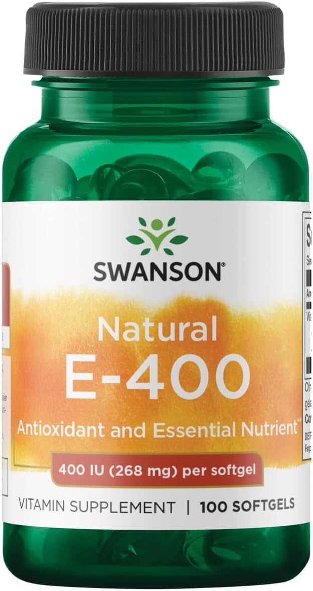 Swanson Natural Vitamin E 400 IU - Dietary Supplement for Daily Antioxidant Support - Can Support Immune System - Essential Nutrient and Vitamin Supplement (268 mg, 100 Softgels)