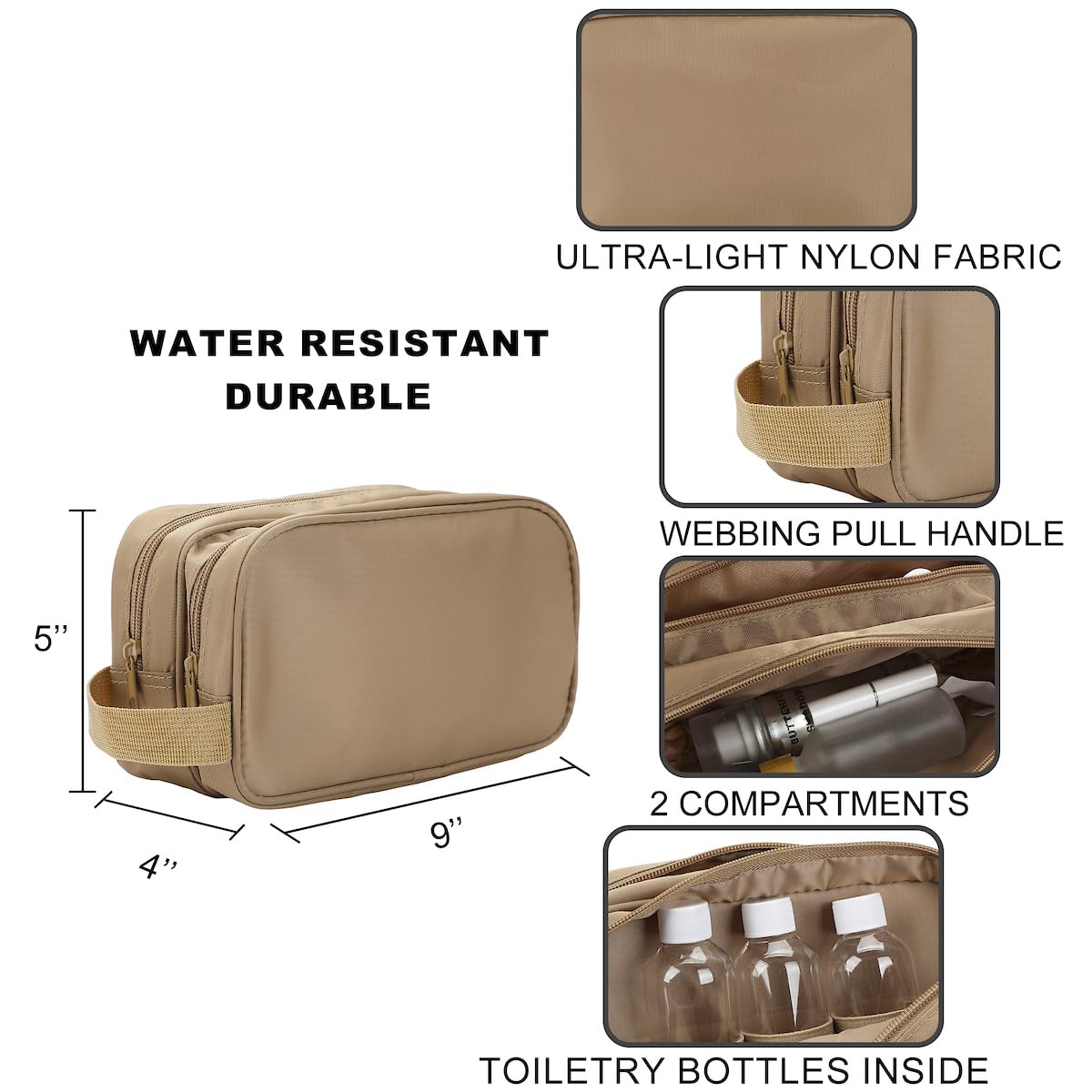 Bioworld Dual Compartment Beige Toiletry Cosmetic Kit