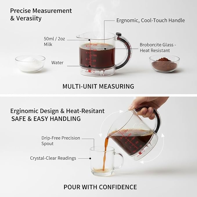 4-in-1 Adjustable Measuring Cup with Scraper Lid & Push-Up Base, Multi-function 1 Tbsp to 1 Cup Kitchen Tool for Sticky Ingredients, Baking & Cooking, Space Saving Design (Size Options) (1)