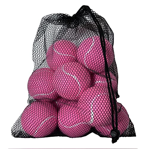 HiBallBall 12-Pack Practice Tennis Balls for Beginners & Dogs - Reusable Mesh Carry Bag Included - Ideal for Tennis Traini...