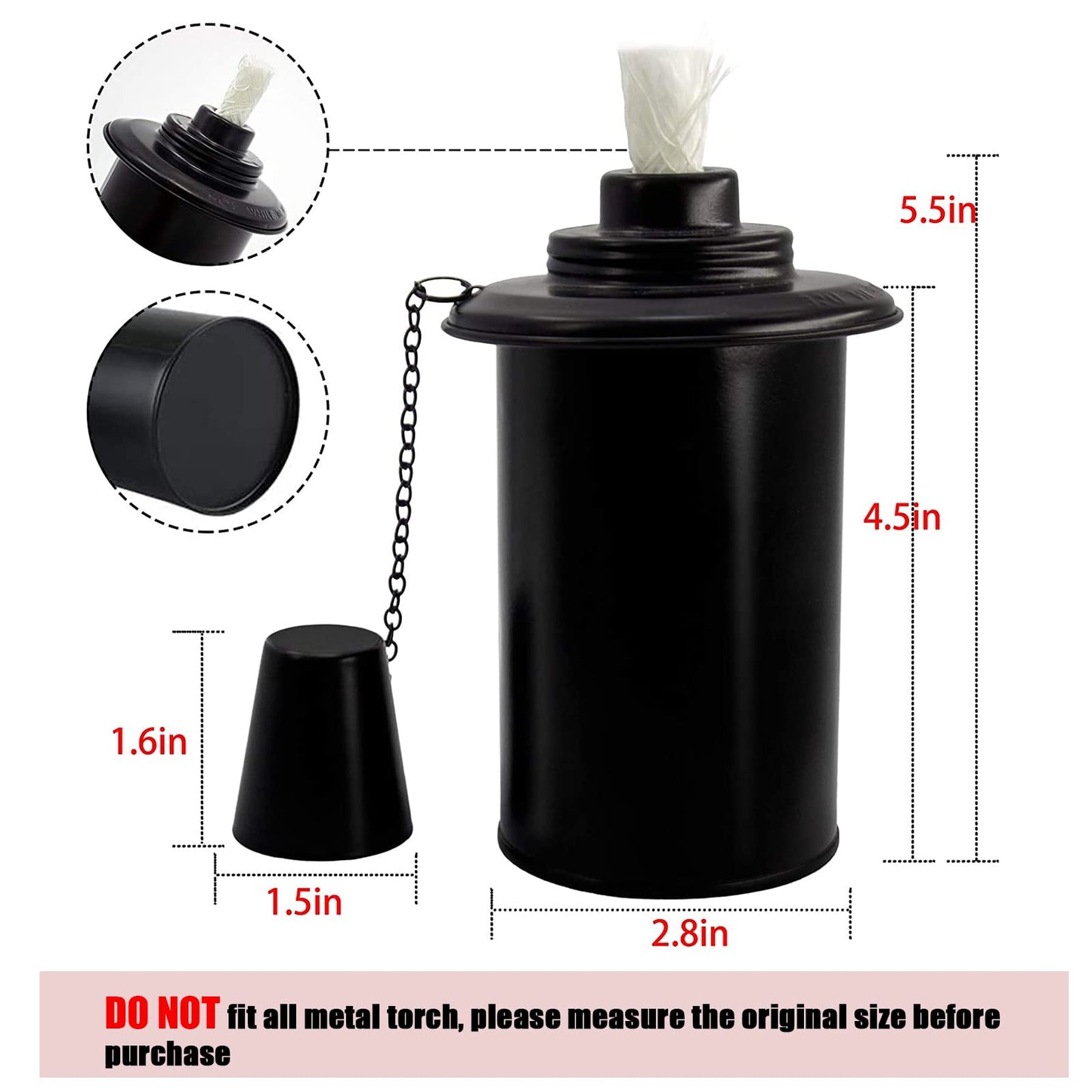 Nonley 12oz Torch Canisters - 4 Pack Refillable Citronella Fuel with Wicks and Covers for Outdoor Decor