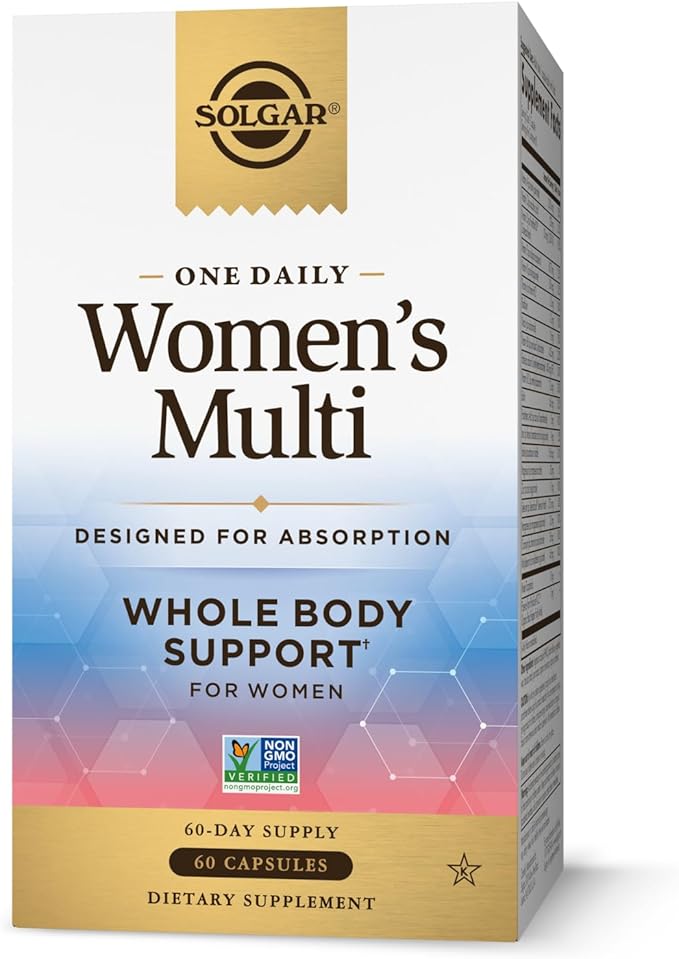 Solgar One Daily Women's Multi Whole Body Support Highly Absorbable Delayed Release Vitamin for Women, Supplement for Immune, Heart, Energy, Stress, Hair Skin Nails & Reproductive Health, 60 Servings