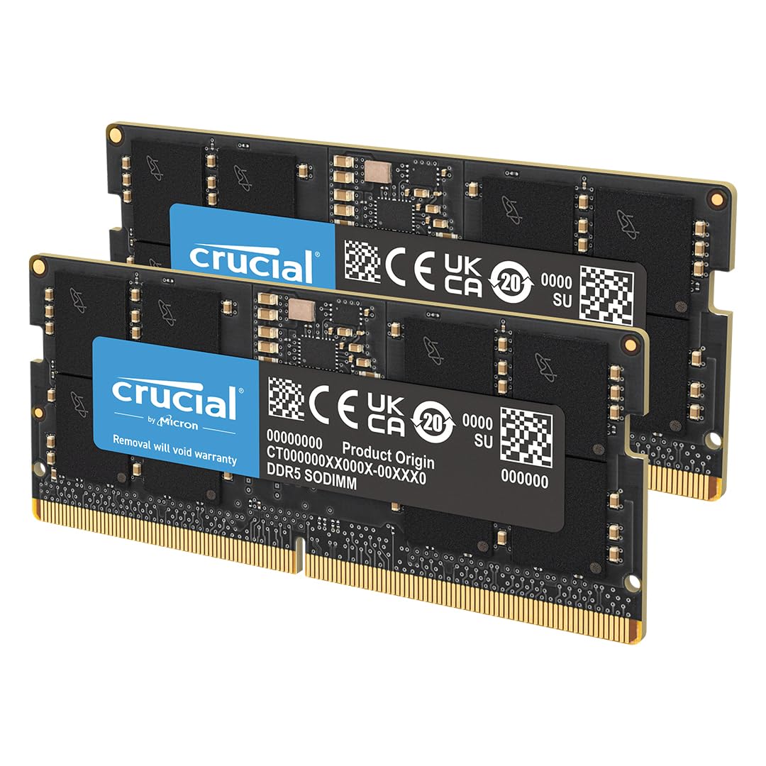 Crucial 32Gb Ddr5 Ram Kit (2X16Gb), 5600Mhz (Or 5200Mhz Or 4800Mhz) Laptop Memory 262-Pin Sodimm, Compatible With Intel Core And