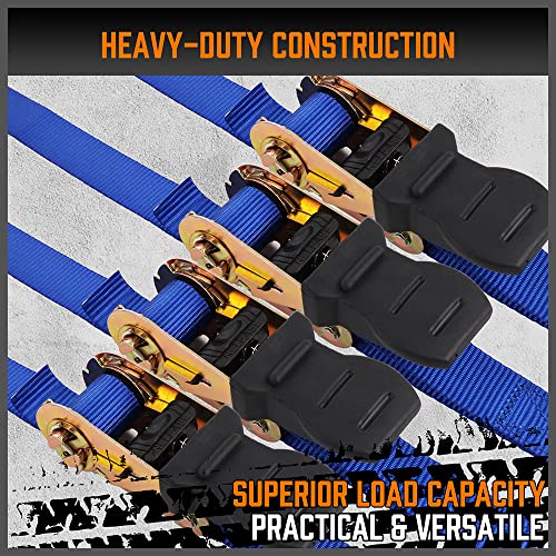 HORUSDY Ratchet Straps, 2,200 LB Break Strength, 4-Pack 15FT Ratchet Tie Down Straps Set for Motorcycle Straps Tie Downs, ...