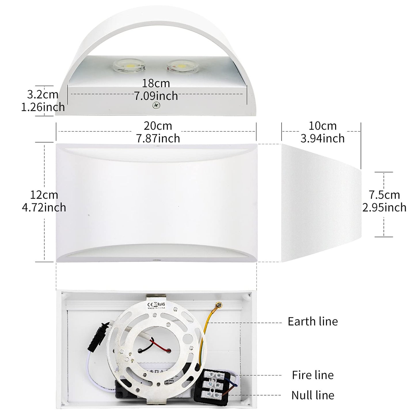 Lightess Modern LED Wall Sconce 12W Dimmable Up Down Light 1pc Warm White Model 942499-BJ