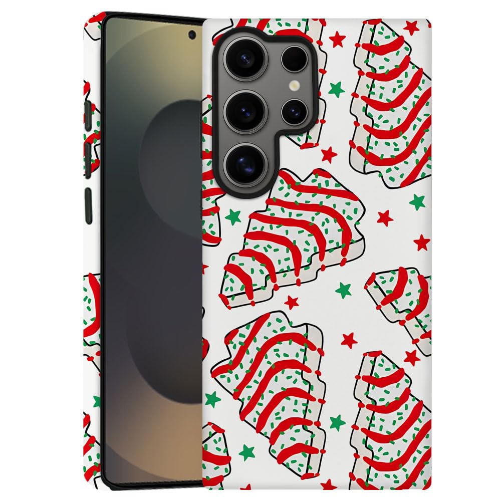 Case Compatible with Samsung Galaxy S23 Ultra - Hybrid Durable Shockproof Phone Cover,Cases for Woman Girl - Christmas Tree Red