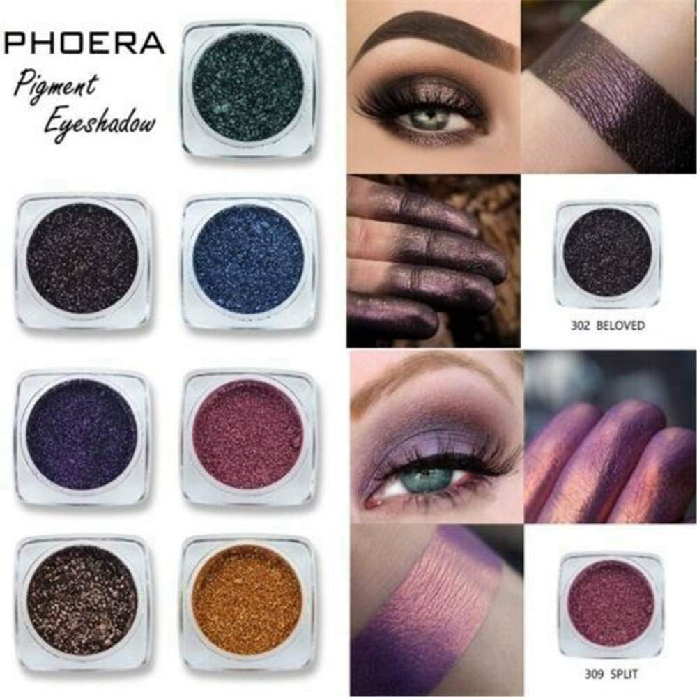 Phoera Pigment Eyeshadow Palette Metallic Shimmer Glitter Loose Powder Eye Shadow Makeup (305 EMERALD)