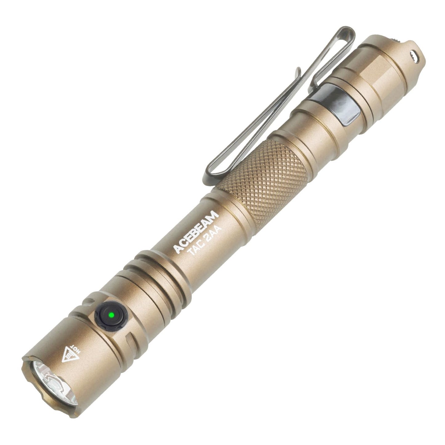 ACEBEAM TAC 2AA EDC Tactical Flashlight, 1400 Lumens, Rechargeable, Aluminum, Desert 6500K, Compact for Emergency and Camping