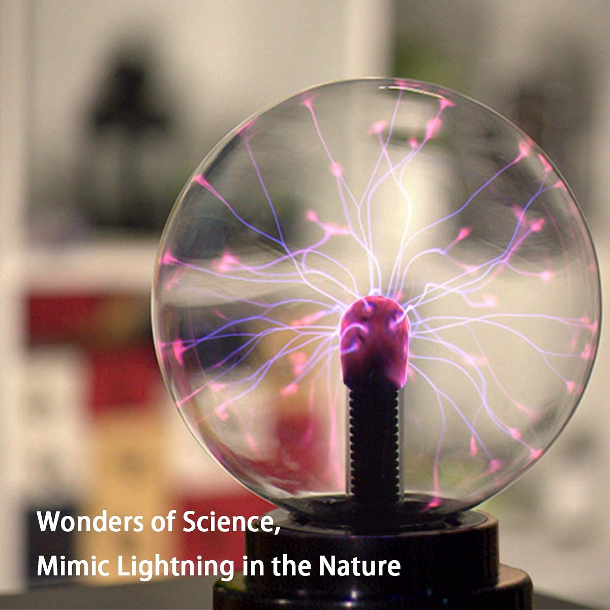 Stemclas Plasma Ball Light, 3 Inch Touch Sensitive USB Powered, Black Plastic Electric Lightning Globe