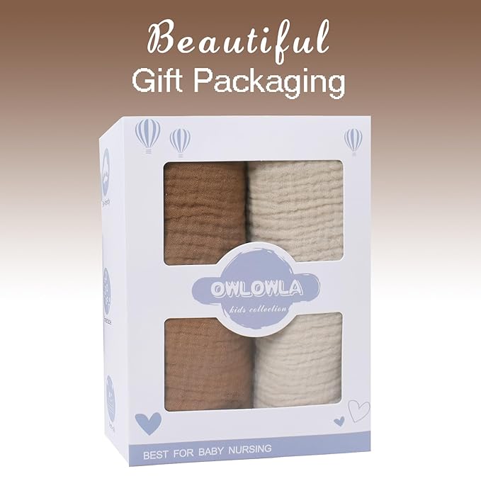 Owlowla Muslin Changing Pad Cover 2PACK,Soft Muslin Cotton Diaper Changing Pad Covers Changing Table Cover for Baby Boy Girl(Natural&Caramel)