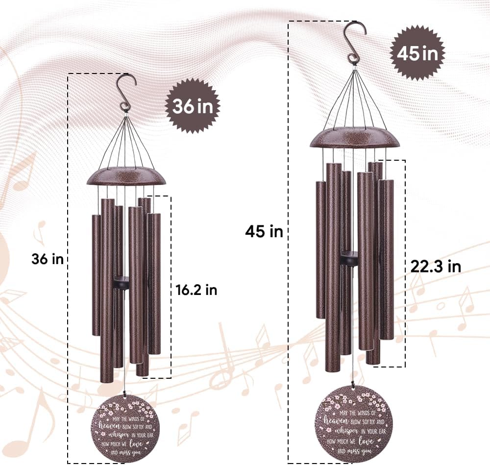 Personalized Wind Chimes, Peach Blossom Sympathy Wind Chime, in Loving Memory for Loss of Loved Dad/Mom, Large Commemorative Sympathy Bereavement Condolences Gifts for Funeral