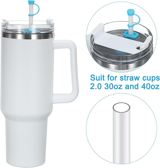 PATIKIL Silicone Spill Stopper for Straw Cup 1.0 40oz/ 30oz, Set of 3 Tumbler Accessories Including 1 Straw Cover Cap, 1 Square Spill Stopper and 1 Round Leak Stopper, Blue