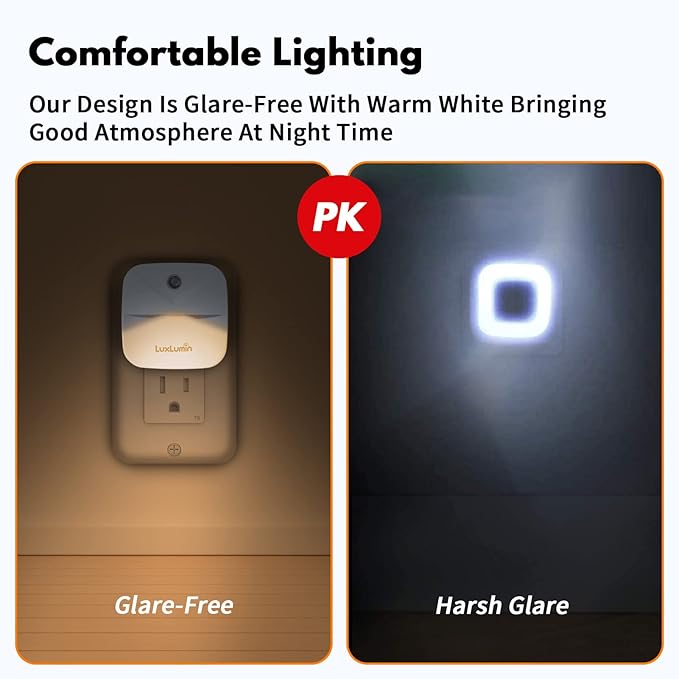 LED Night Lights Plug into Wall with Smart Dusk-to-Dawn Sensor, Automatically Turn on and Off,Night Light for Kids,Bedroom,Bathroom,Stairs,White, 4 Packs