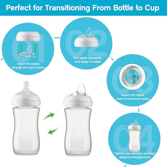 Sippy Spout Nipples for Philips Avent Natural Baby Bottle,My Grippy Spout Sippy Cup and Natural Trainer Sippy Cup,Leak-Proof Replacement Silicone Bottle Spouts Nipple BPA-Free, 6m+, 4 Count
