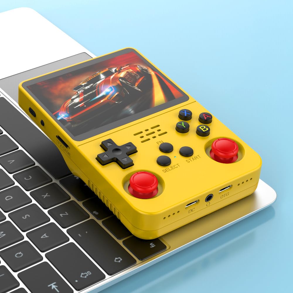 R36S Handheld Game Console 3.5-in 640*480 IPS OCA Screen 3200mAh Opensource System RK3326 Yellow