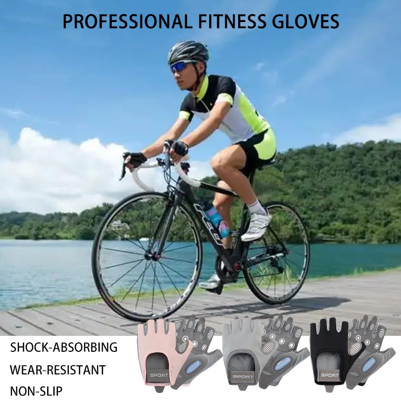 ANJMEICH Fitness Sports Gloves, Machine Training Gloves, Anti-Slip Wear, Outdoor Sports Cycling Gloves (Black, M)