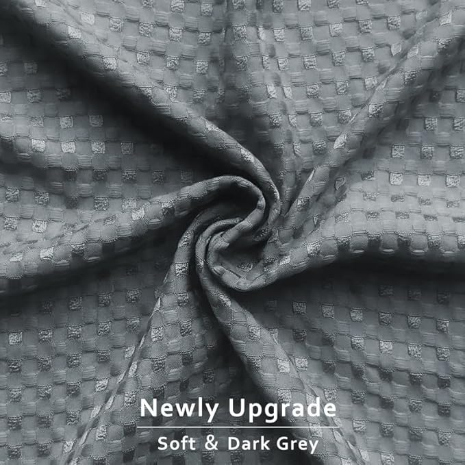 MIYE Pleated Waffle Weave Bed Skirt, Tailored Dust Ruffle 22 Inch Drop Easy Fit, Machine Washable (Dark Grey, King - 22" Drop)