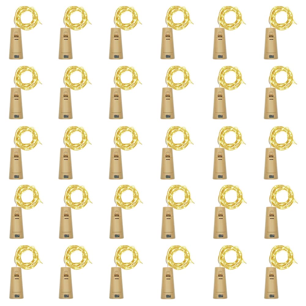 Lovenite Wine Bottle Lights With Cork  Battery Operated 30 Pack 20 Led Cork Shape Silver Wire Fairy Mini String Lights(No Bottles) For Diy  Party  Decor  Christmas  Halloween Wedding (30  Cool White)