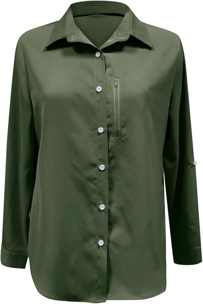 Womens Button Down Shirts Long Sleeve Summer Tops Collared Dressy Casual Blouses Loose Fit Tunics Tshirts Basic Tees