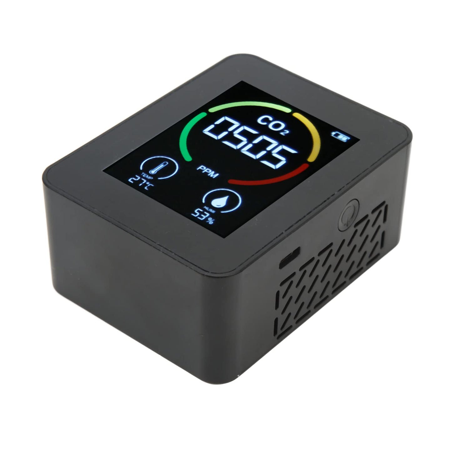 Carbon Dioxide Monitor, Infrared Sensor Ventilation Hole Temperature Humidity Testing Good Heat Dissipation CO2 Detector for Schools (Black)