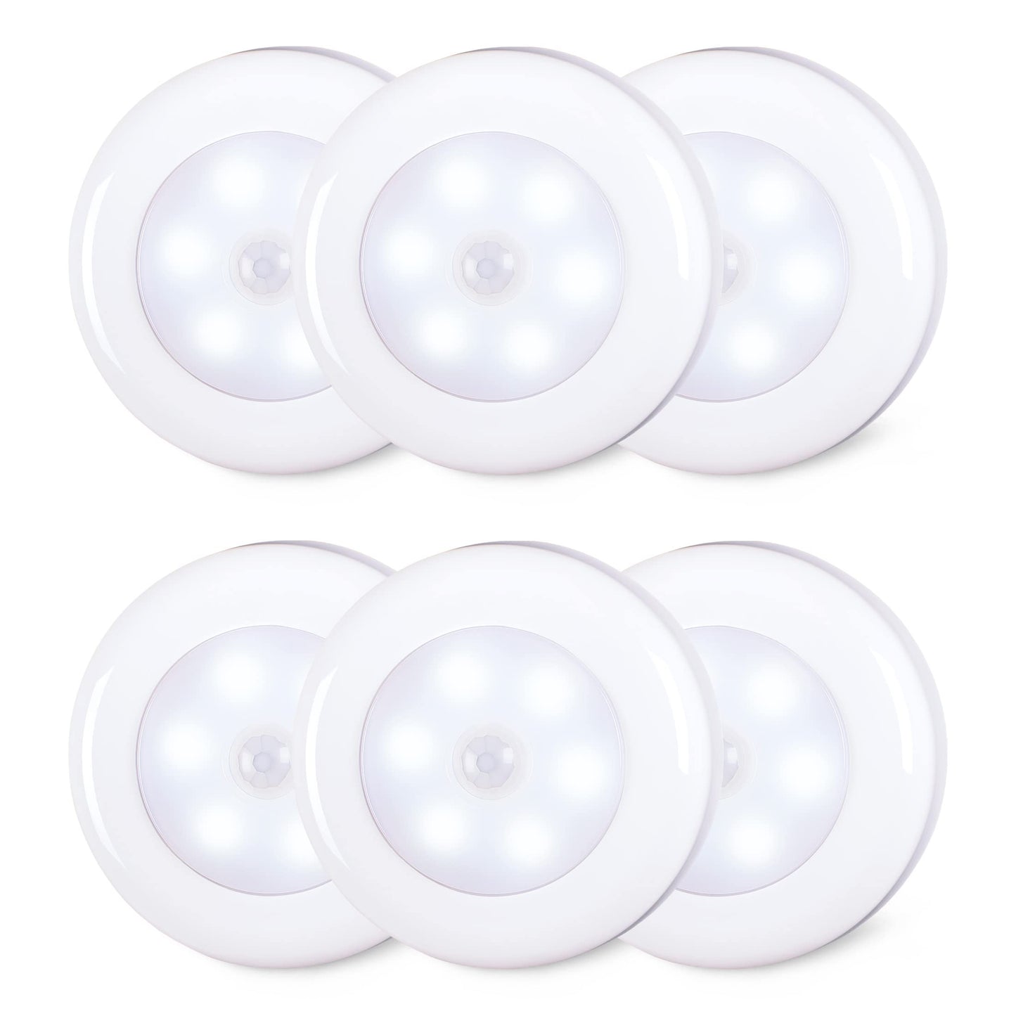 Star-Spangled Motion Sensor Led Puck Lights, 6 Pack, Cool White, Battery Operated, Model Ca-21B, Perfect For Stairs & Cabinets