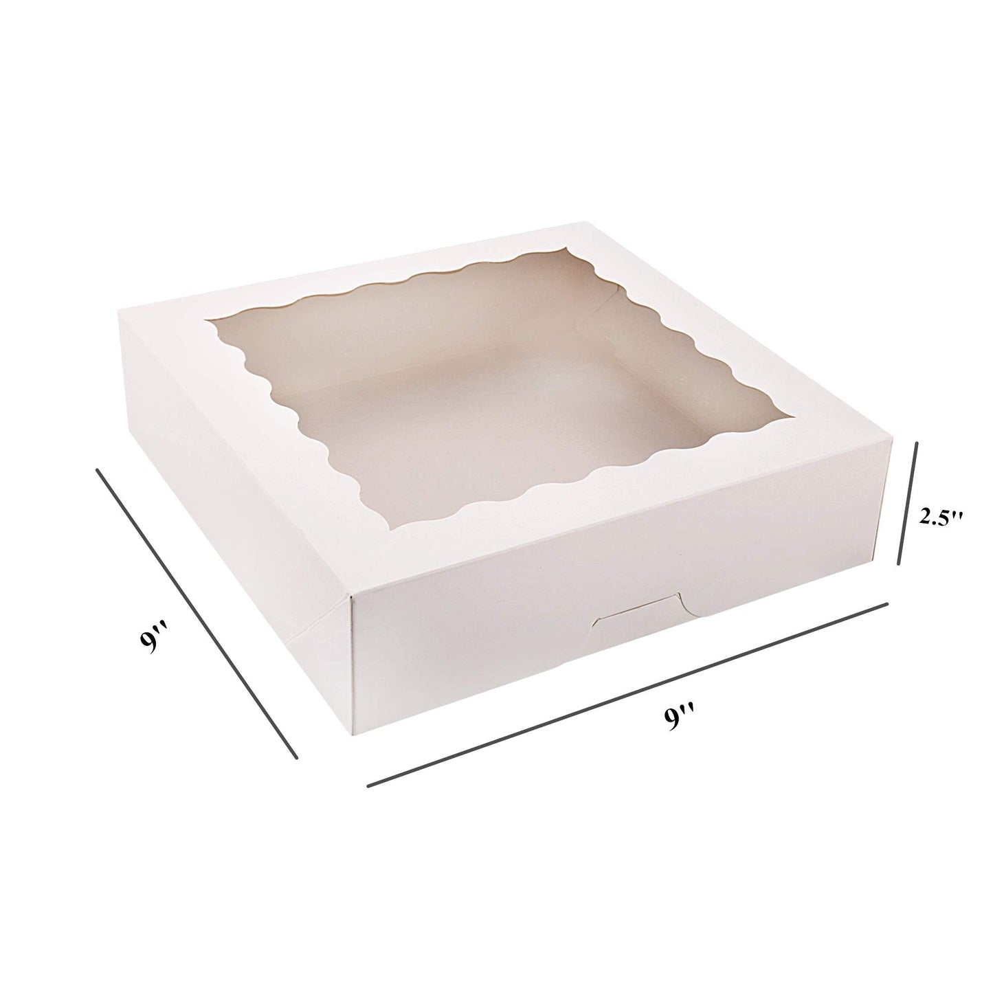 Tcoivs 20-Pack Pie Boxes with Window, 9" x 9" x 2.5", Auto-Popup Cookie Boxes, White Bakery Boxes for Muffins, Donuts and Pastries