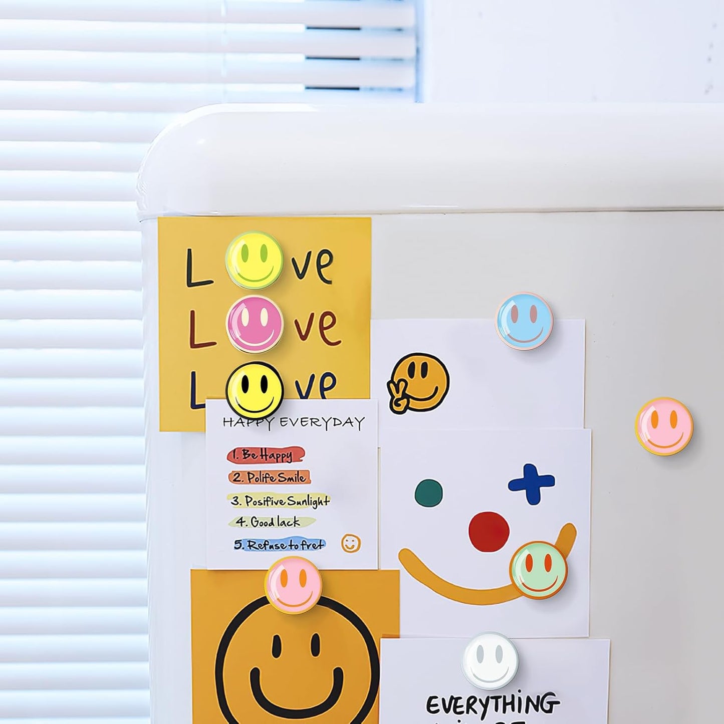 MORCART 16PCS Emoji Fridge Magnets Colorful Smiley Face Refrigerator Magnets Decoration for Locker Whiteboard Decorative Magnetic Board Cabinets Classroom Office Cubicle