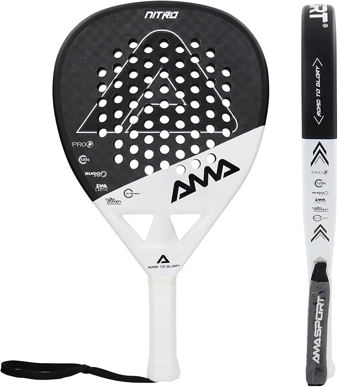 AMA SPORT Padel Racket Carbon Fiber Surface with EVA Memory Flex Foam Core Padel Tennis Racket Lightweight Paddle Tennis R...