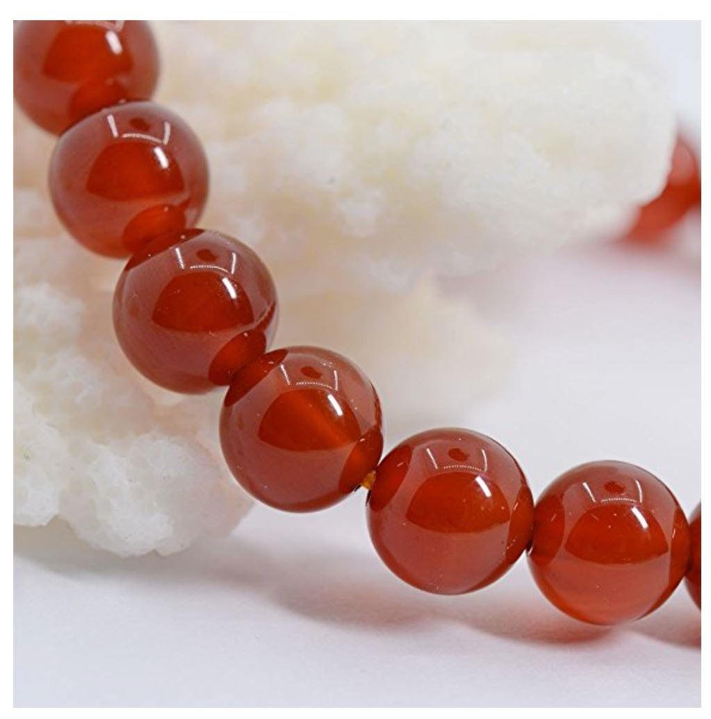 Real Natural Carnelian Red Agate Bracelet 8.5 inch Stretch Red Gemstone Beaded Bracelet Chakra Healing Crystal Stone Jewelry Wom