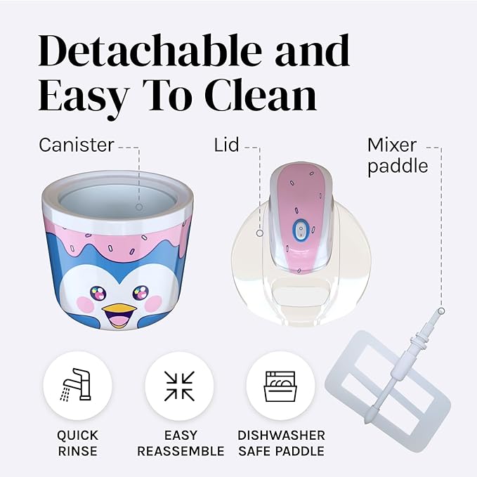 1.2 Quart Penguin Electric Ice Cream Maker Machine for Kids – Best Countertop Ice Cream Machine for Homemade Soft Serve, Sorbet, Gelato, Frozen Yogurt – Fun & Easy Desserts for Families, easy to Clean