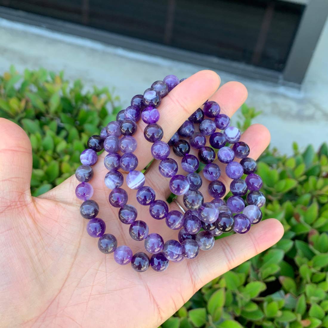 Adabele Real Natural Purple Amethyst Bracelet 8 inch Stretch Gemstone Beaded Bracelet Chakra Healing Crystal Stone Jewelry Women