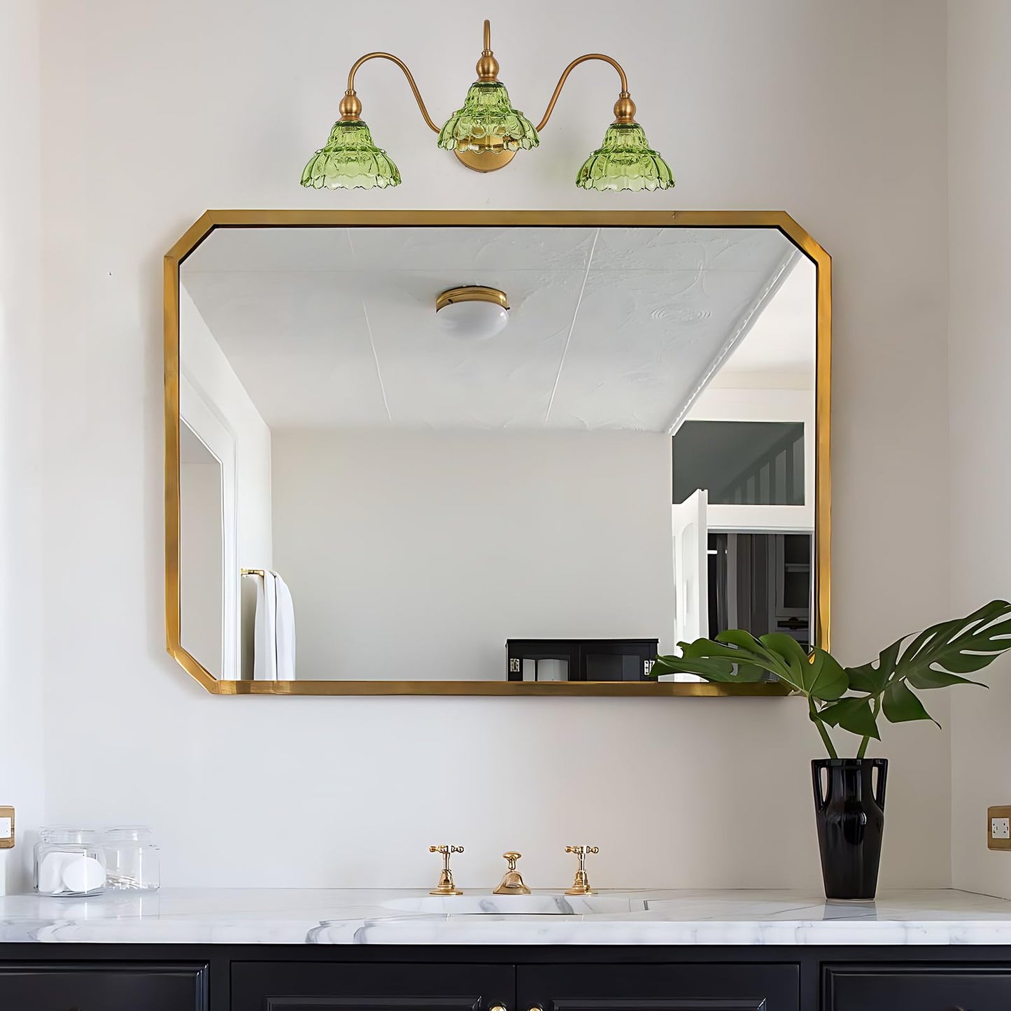 Tlolgt Vintage Bathroom Vanity Light 3-Light Bedroom Vanity Lighting Fixtures Green Wall Sconces For Living Room Hallway Dining Room Kitchen