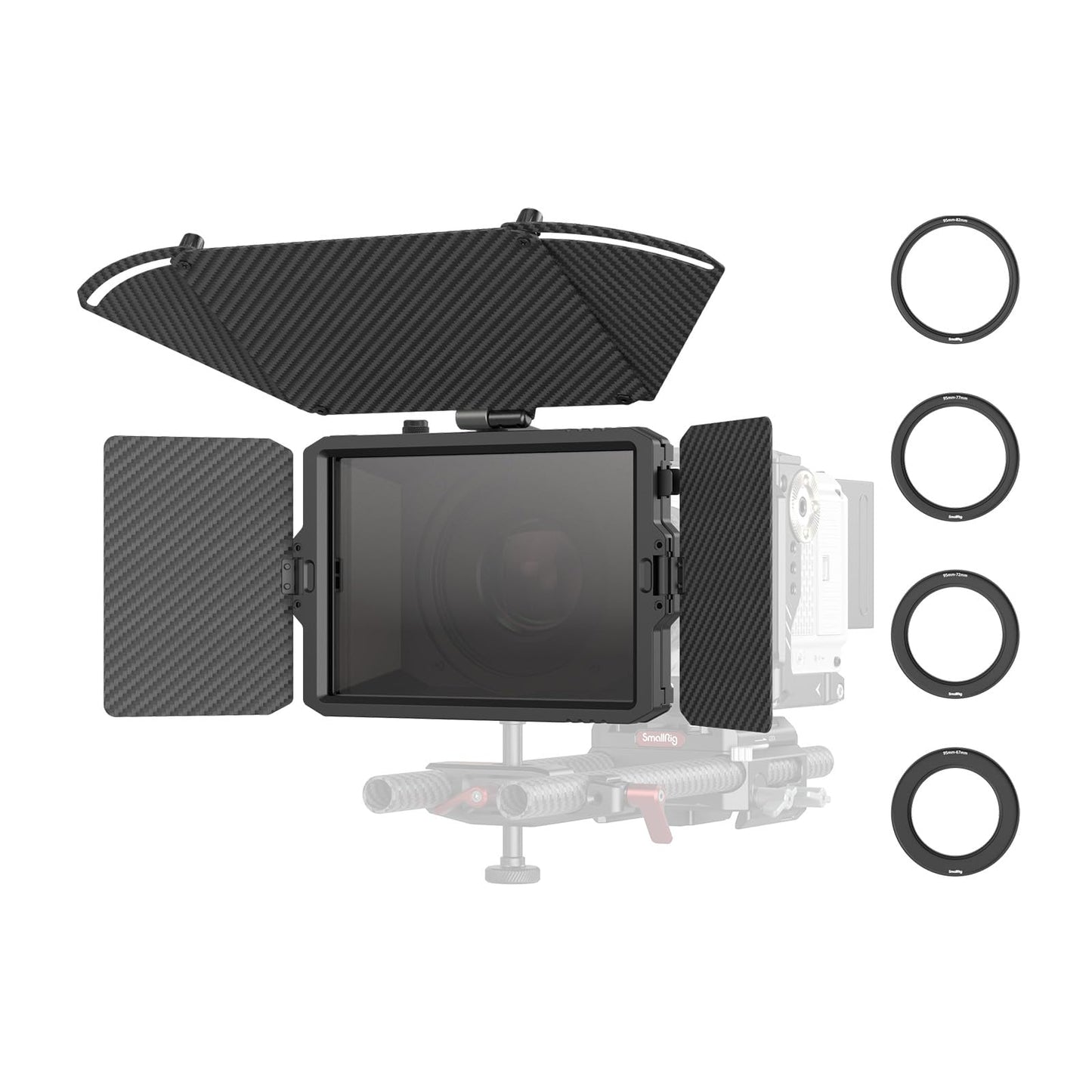 Smallrig Mini Matte Box Pro Flag Kit With Two 4 X 5.65 Filter Frame, Modular Anti-Glare System With F67/72/77/82-95Mm Adapter Ri