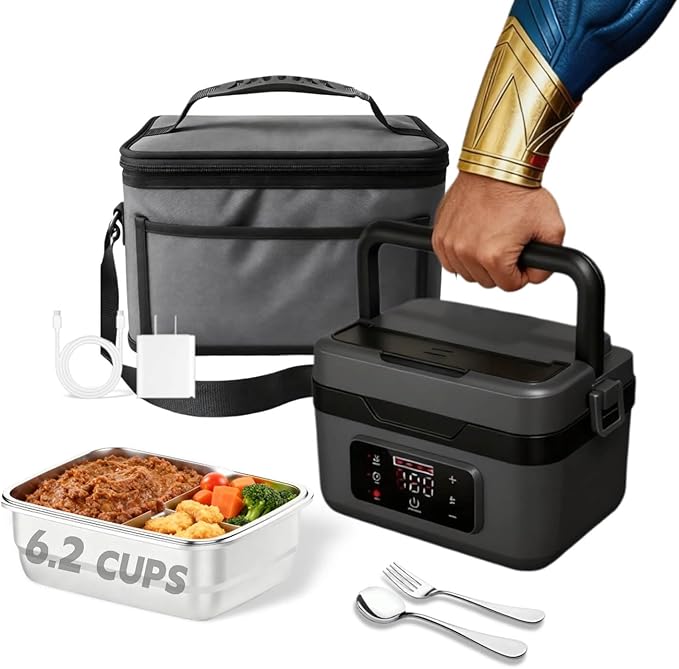 Cordless Electric Lunch Box, Heated Portable Food Warmer with 10000mAh Battery, 1L/1.5L Capacity, 3-Modes for Office Car Travel