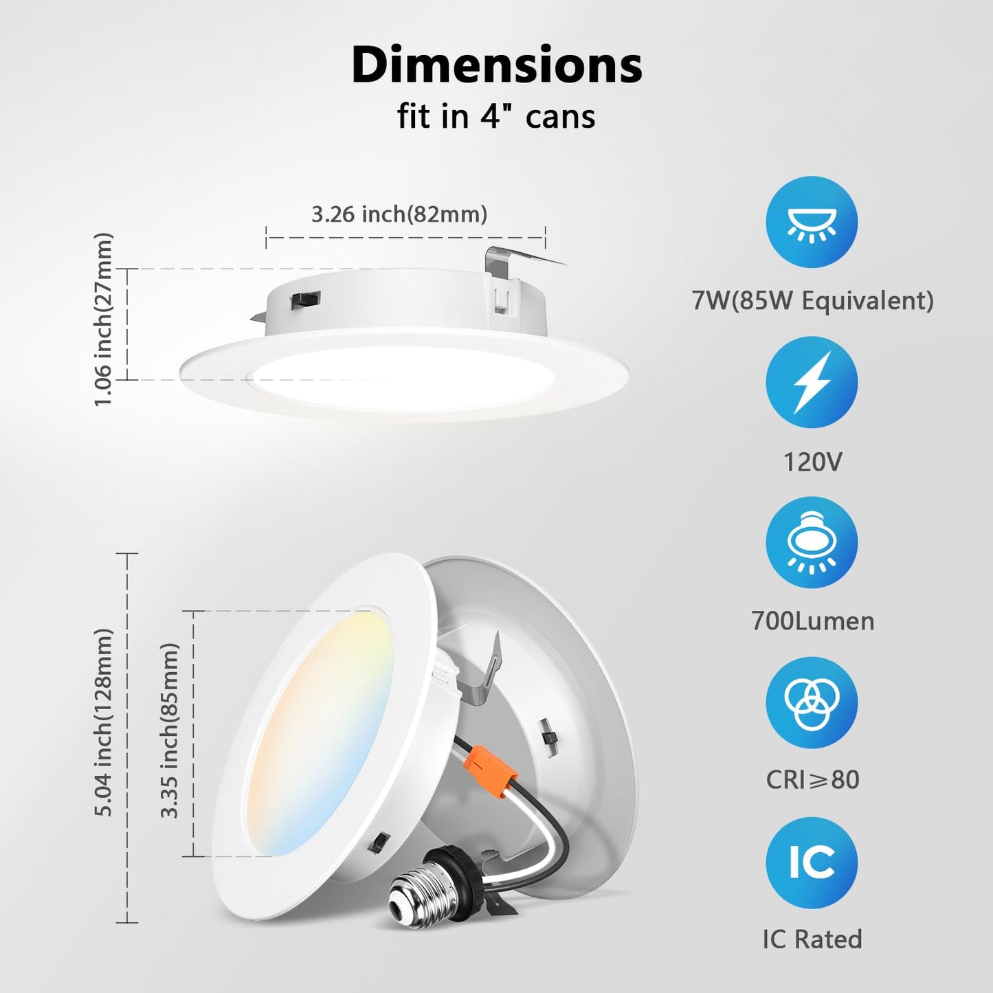 Lvwit 24 Pack 4 Inch Led Recessed Lighting  5Cct Dimmable 4 Inch Retrofit Led Recessed Lights  2700K/3000K/4000K/5000K/6000K Selectable  7W=85W  700Lm  Ic Rated Can Lights For Ceiling Fixtures