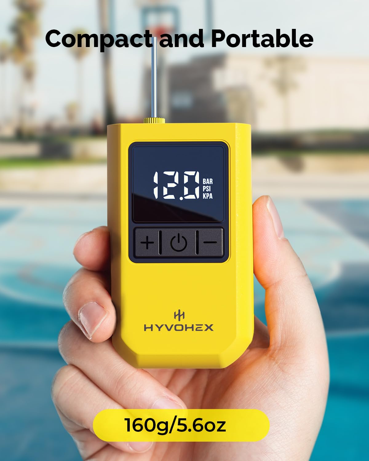 Ball Pump for Sports Balls, HYVOHEX Portable Electric Basketball Pump Ultra Fast Inflation, with Digital LED Display Air Pump for Balls, Preset Pressure with Ball Needle for Soccer, Volleyball