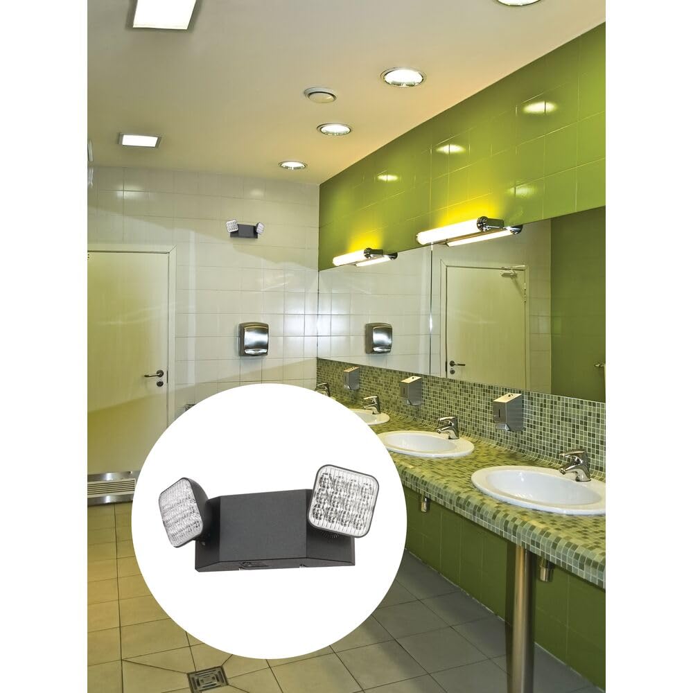 Lithonia Lighting Basics Led Emergency Light  Emergency Lighting With Dual Adjustable Led Lamp Heads  Wall Mount  Damp Location Rated  90-Minute Backup  Mvolt  Black (Eu2C B Mvolt M6)